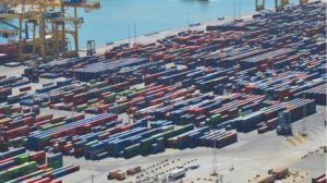docks with imported goods in shipping containers