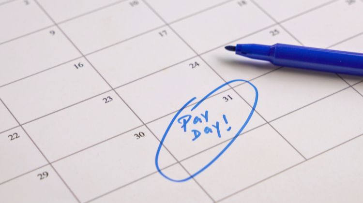pay day circled on a calendar