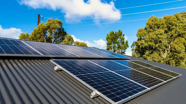 solar panels on metal roof