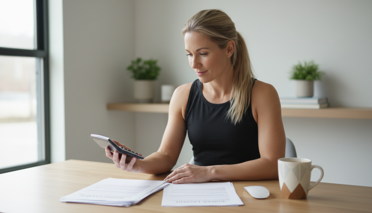 woman calculating refinance savings